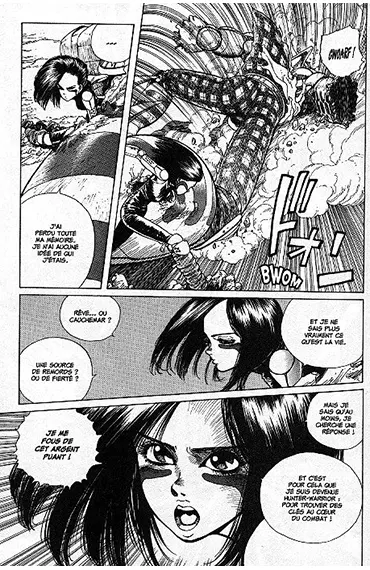 Gunnm Édition originale, planche de combat de Gally